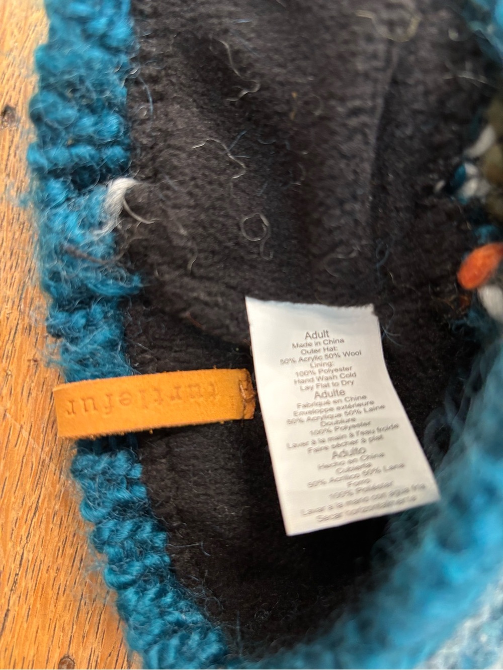 Striped Knit Beanie in Teal, Gray, Olive & Orange - Picture 3 of 3